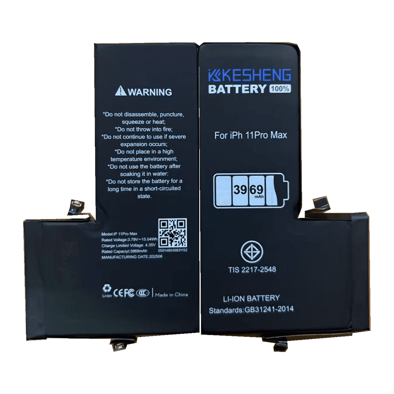 KESHENG iP11ProMax replacement battery reference photograph; background cleaned