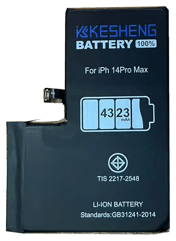 iP14ProMax original photograph battery cutout with original label and connector