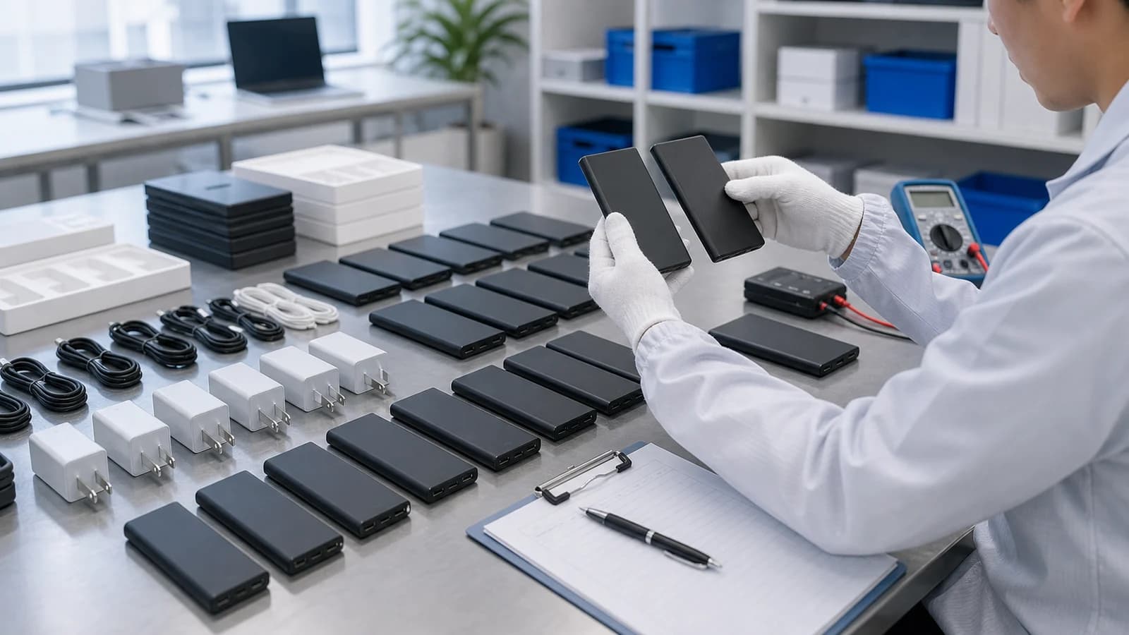 Batch consistency inspection for phone batteries, power banks, cables, and chargers