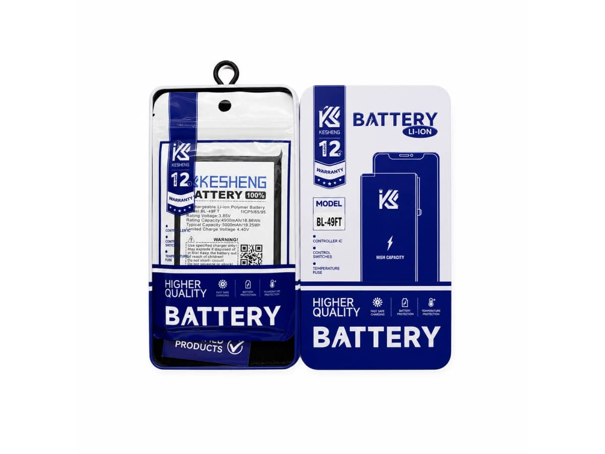 BL-49FT battery complete packaging set with opened and closed tins