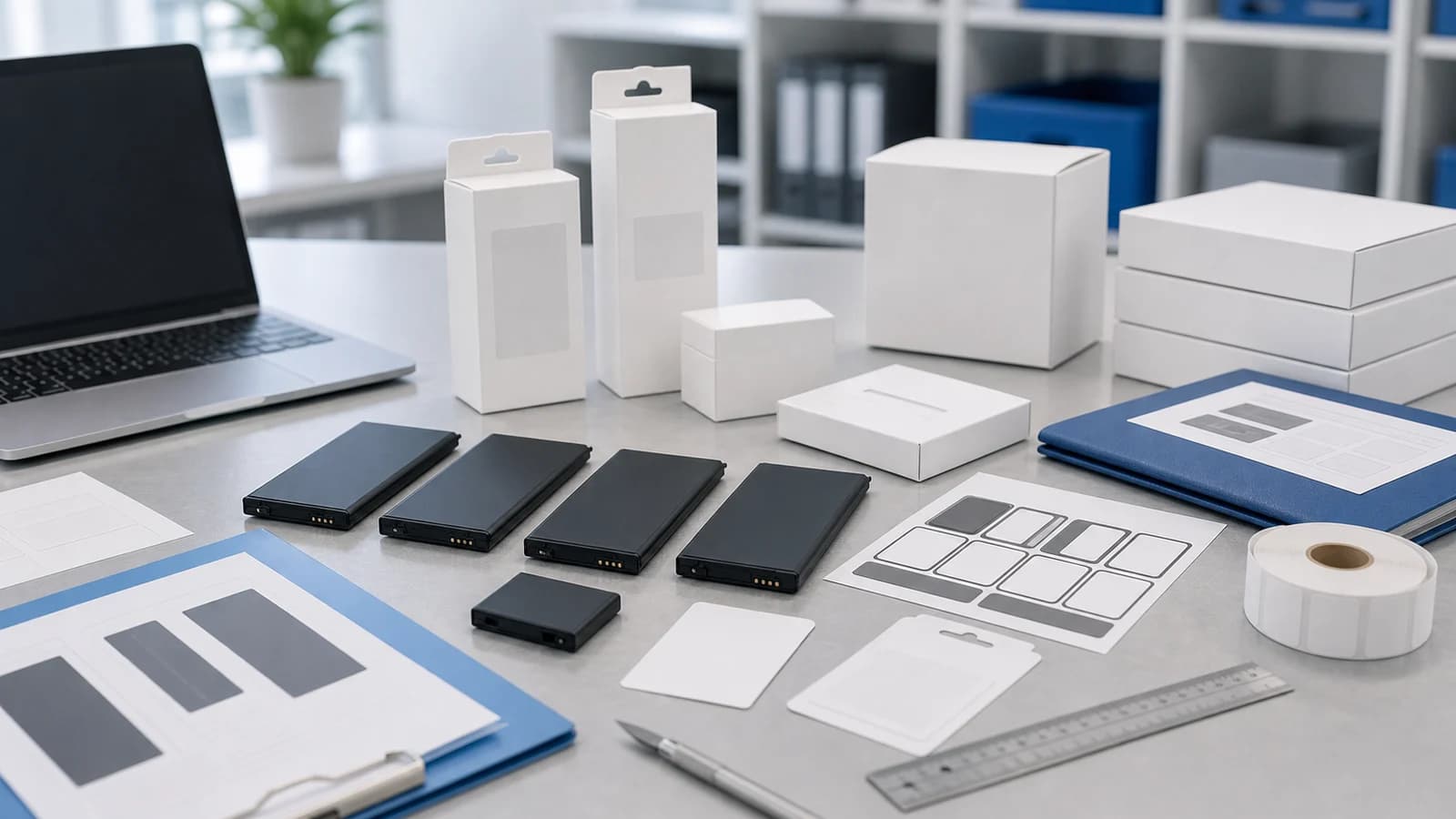 Custom label and OEM ODM packaging mockups for replacement phone battery distributors